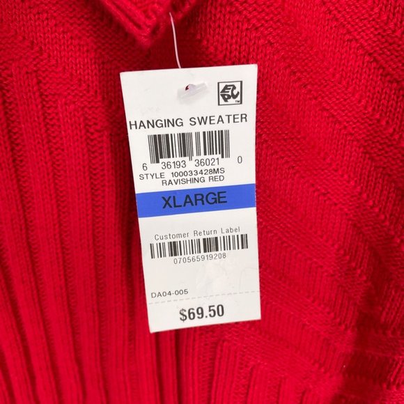 Charter Club Mixed-Stitch Mock-Neck Sweater Ravishing Red Size XL - E19 - Picture 8 of 11